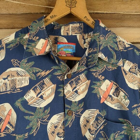 Vintage 90s Reyn Spooner Joe Kealoha's SS Hawaiian Shirt Med MISSING BUTTON wear - Picture 1 of 11